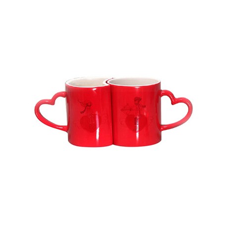 Taza Mágica de color Roja con Asa Corazón 11oz