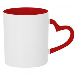 Taza Blanca 11oz con interior y asa Vino con forma de Corazón