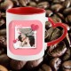 Taza Blanca 11oz con interior y asa Roja con forma de Corazón