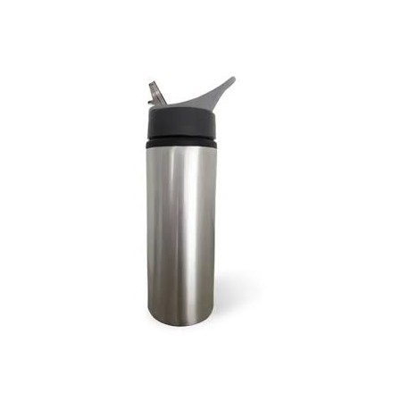 Botella de Aluminio con Asa en Tapa 600ml (Blanco/Plateado)