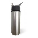 Botella de Aluminio con Asa en Tapa 600ml. Plateado