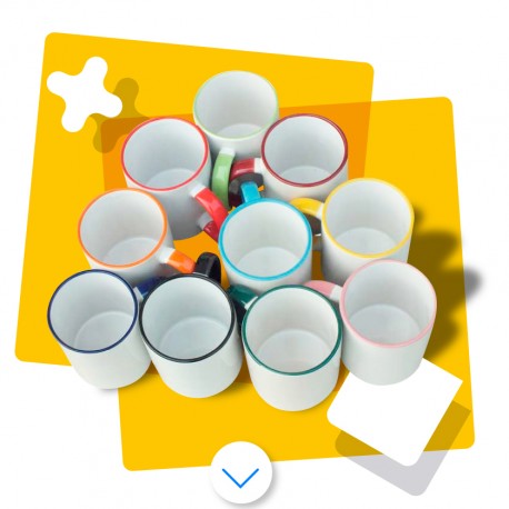 Taza blanca con franja de Color 11oz (6 colores)